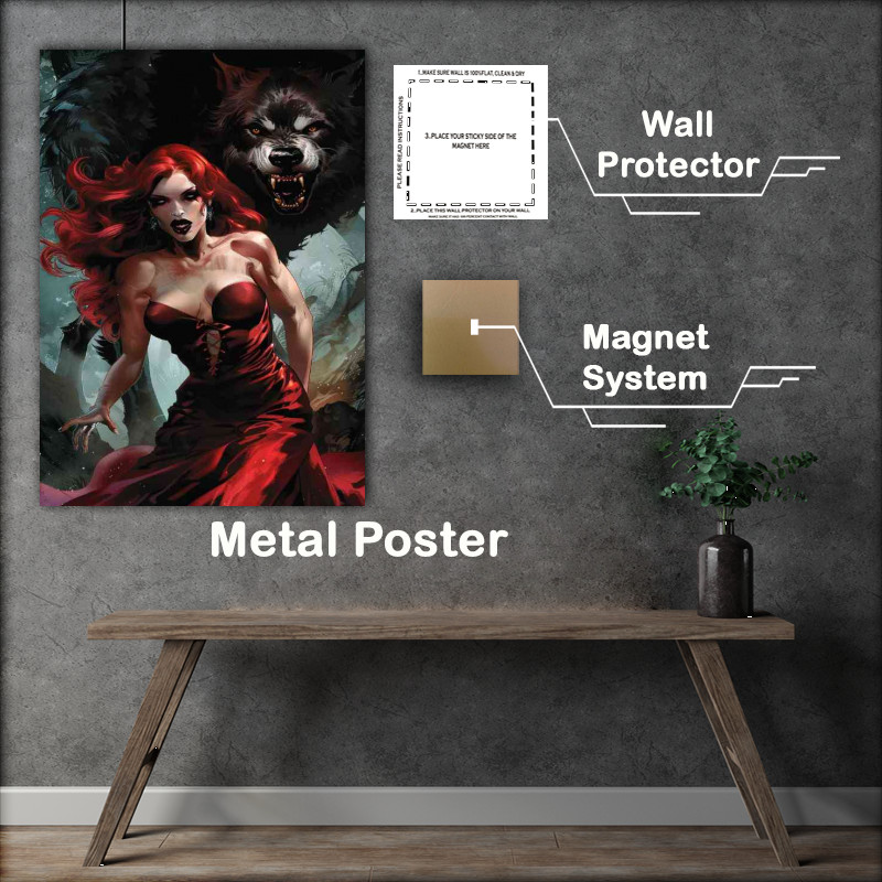 Buy Metal Poster : (Lady vampire with fangs)