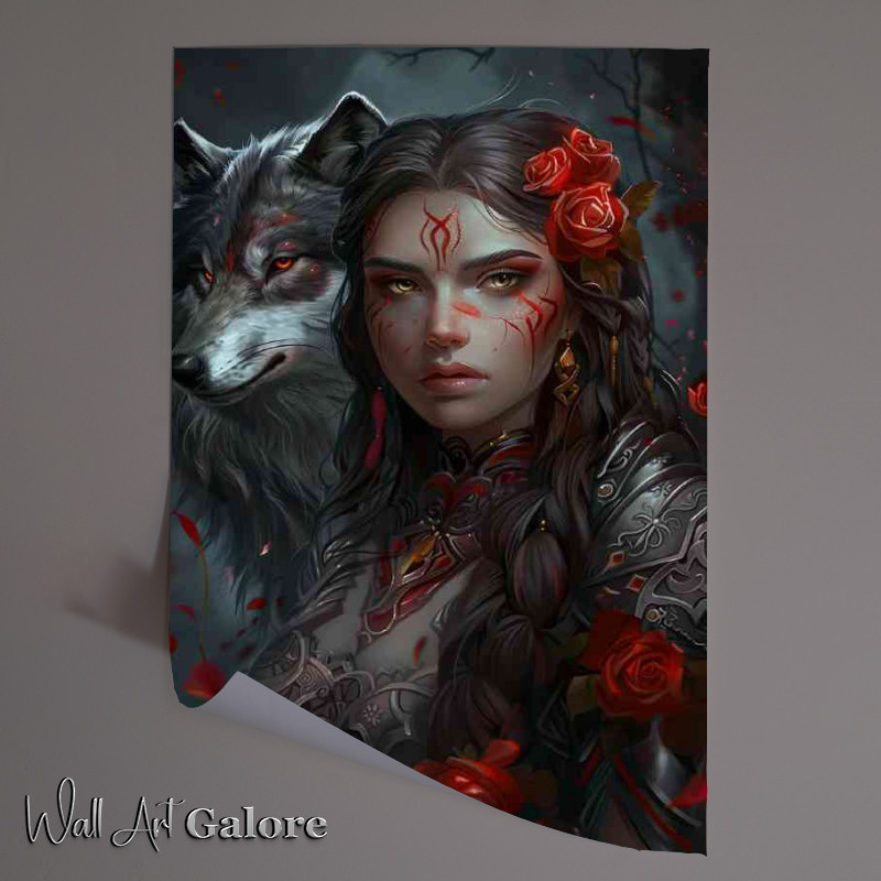 Buy Unframed Poster : (Lady with roses and the wolf)