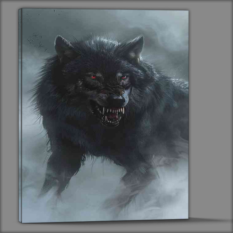 Buy Canvas : (Large black wolf with red eyes)