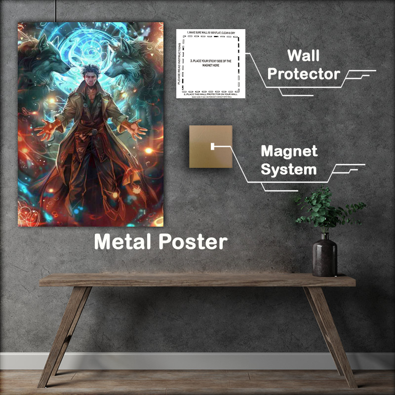 Buy Metal Poster : (Male wizzard fantasy surrounded by swirls)