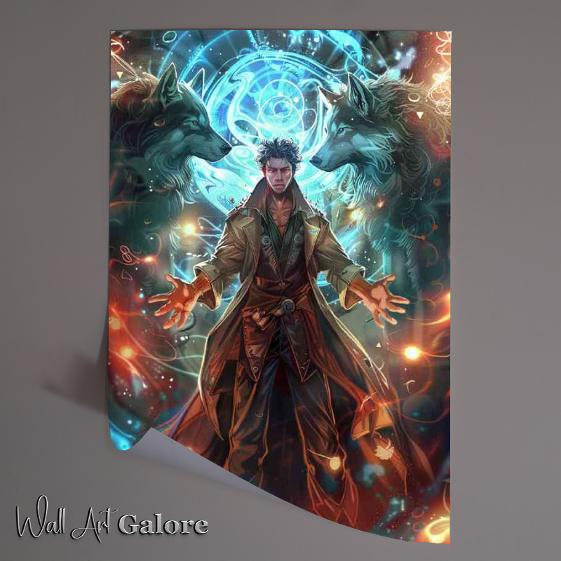 Buy Unframed Poster : (Male wizzard fantasy surrounded by swirls)