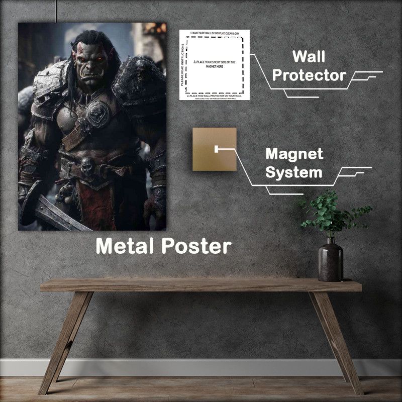 Buy Metal Poster : (Orc in heavy amour with sword)