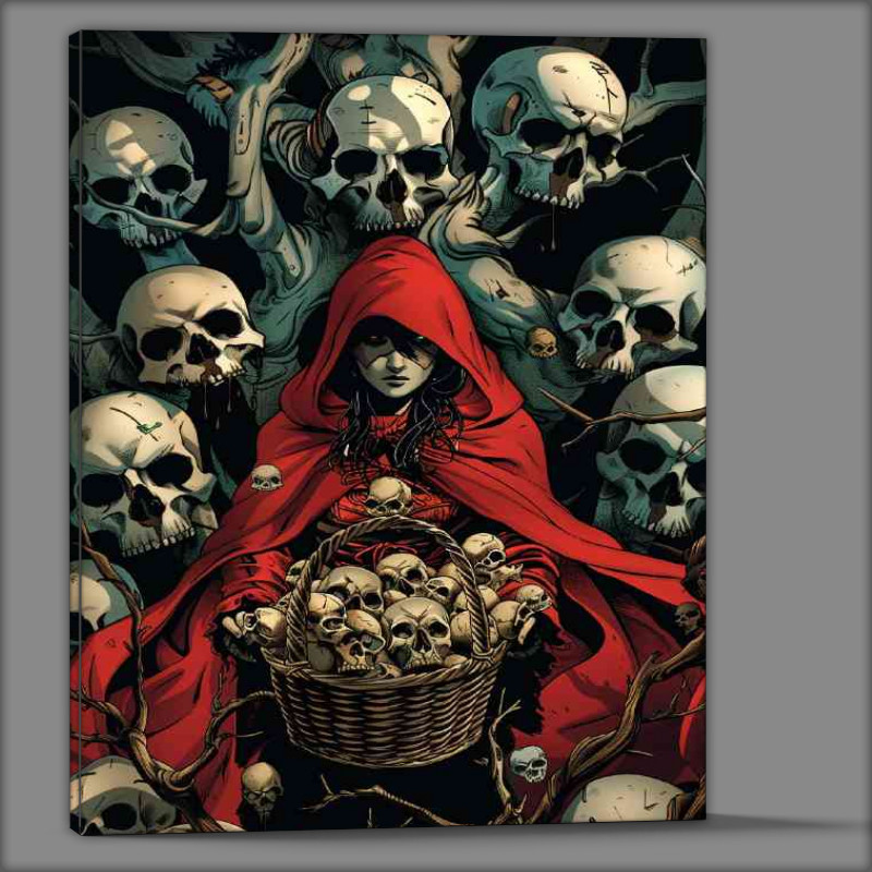 Buy Canvas : (Red cape lady with basket of skulls)