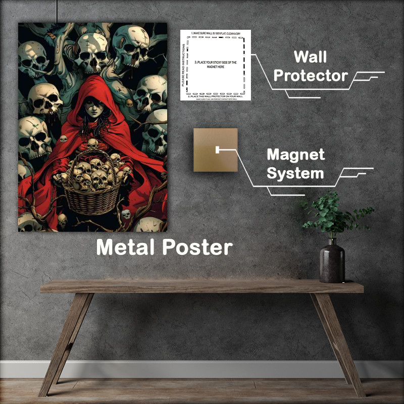 Buy Metal Poster : (Red cape lady with basket of skulls)