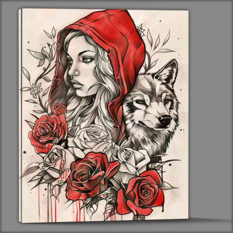 Buy Canvas : (Red riding hood with roses)