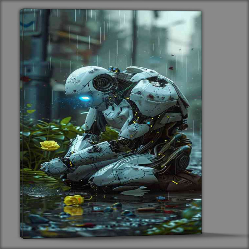 Buy Canvas : (Robot feeding his yellow rose)