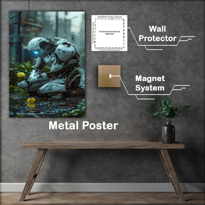 Buy Metal Poster : (Robot feeding his yellow rose)