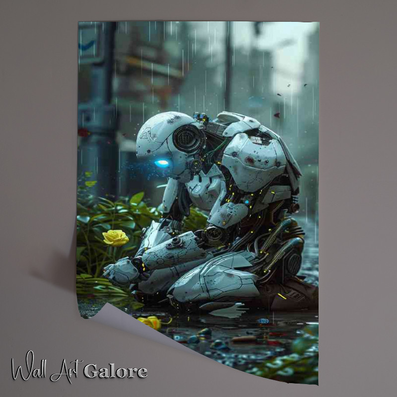 Buy Unframed Poster : (Robot feeding his yellow rose)