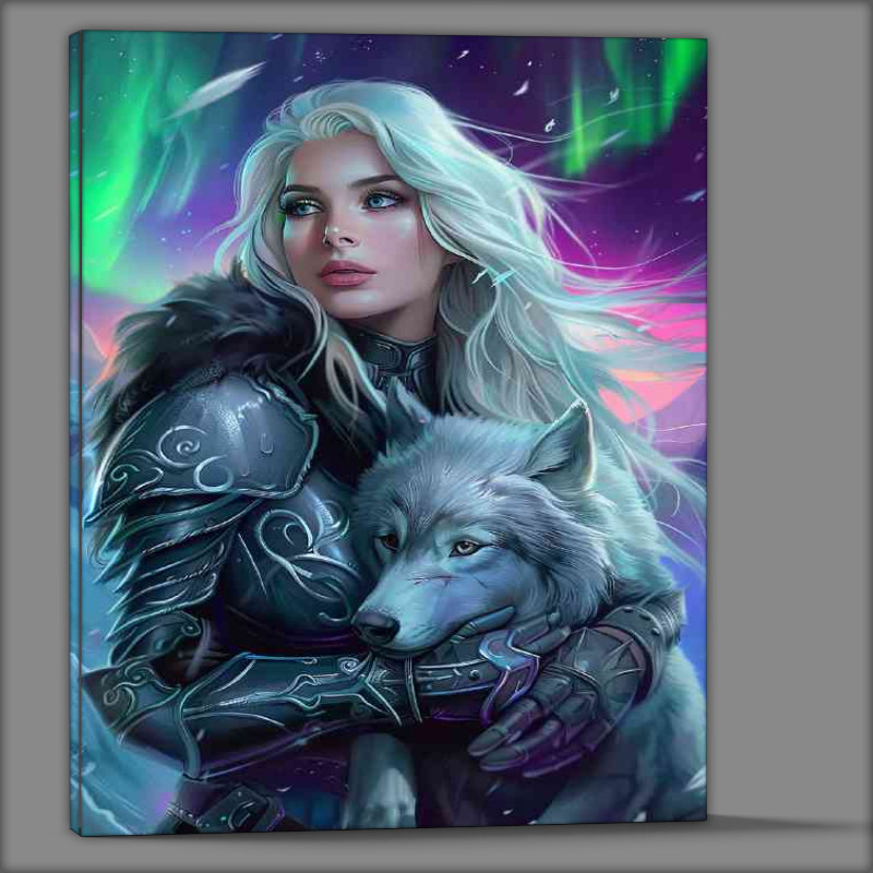 Buy Canvas : (Silver wolf and the aurura)