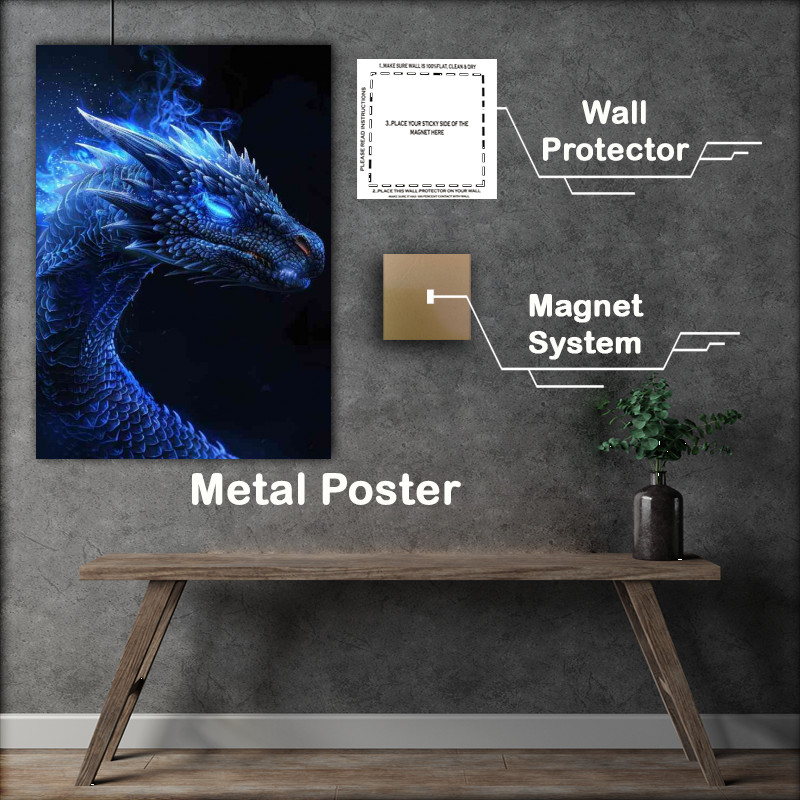 Buy Metal Poster : (The blue dragon and glowing eyes)