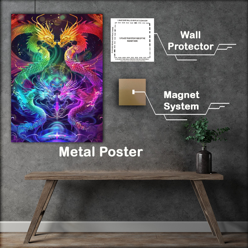 Buy Metal Poster : (Two chinese dragons in full colour)