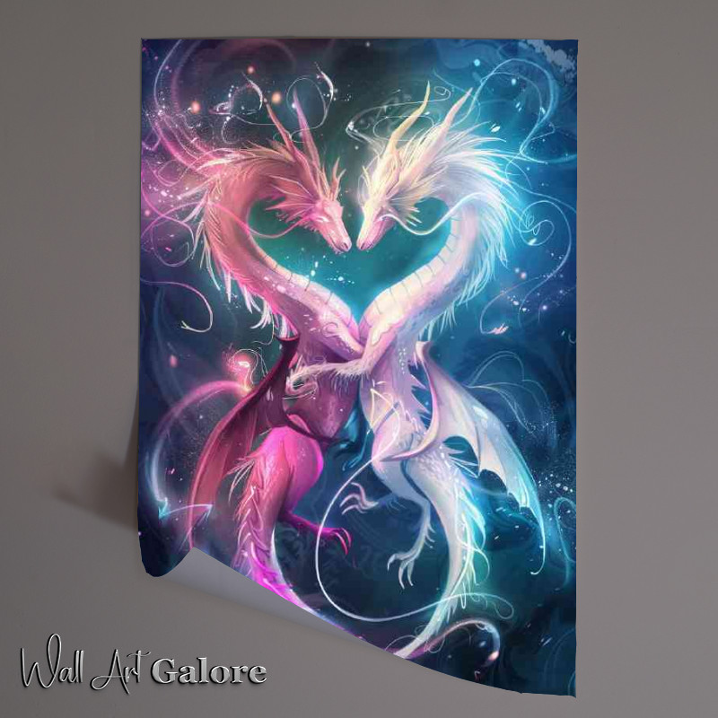 Buy Unframed Poster : (Two colourful dragons)