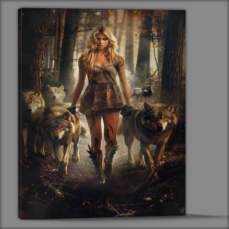 Buy Canvas : (Walking in the woods with wolves)