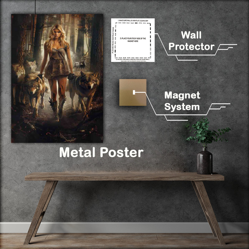 Buy Metal Poster : (Walking in the woods with wolves)