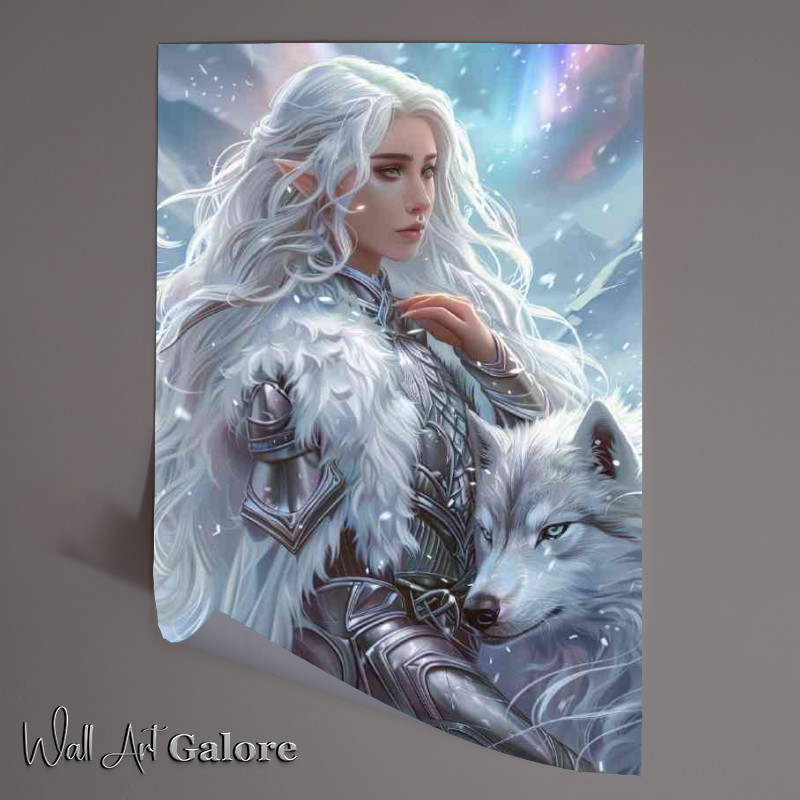 Buy Unframed Poster : (White pixy with protective wolf)