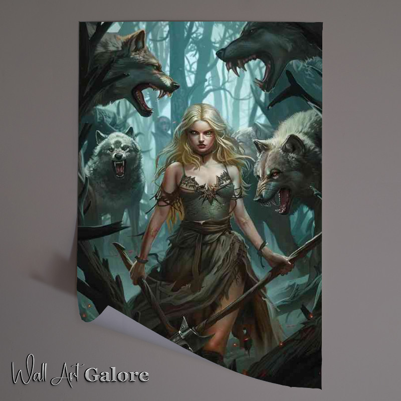 Buy Unframed Poster : (Woman surrounded by wolves)