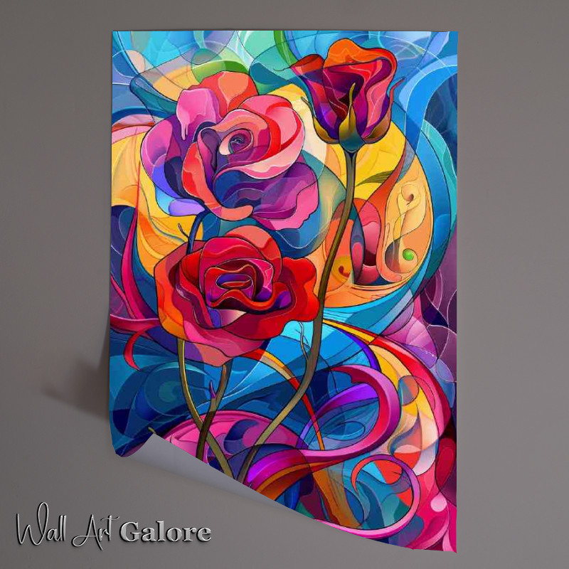 Buy Unframed Poster : (Abstract style multi roses)