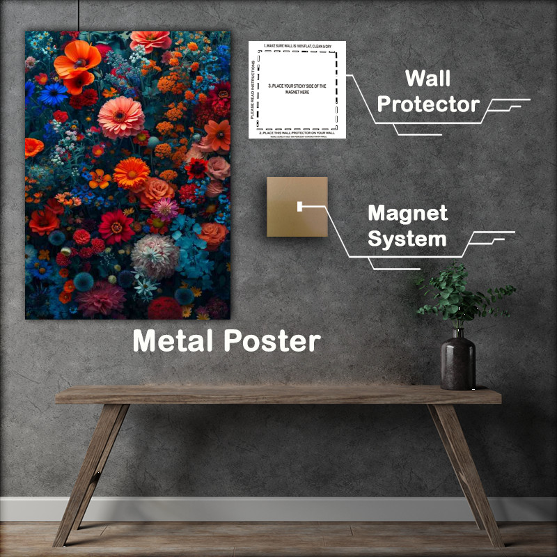 Buy Metal Poster : (AnArray of mixed colourful flowers)