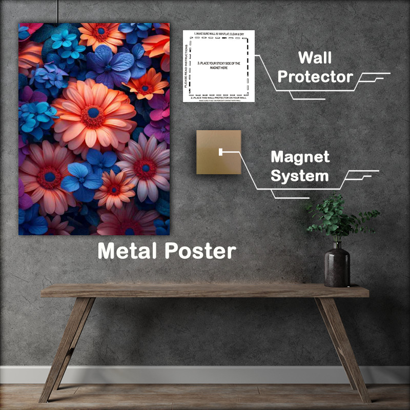Buy Metal Poster : (Array of amazing coloured flowers)