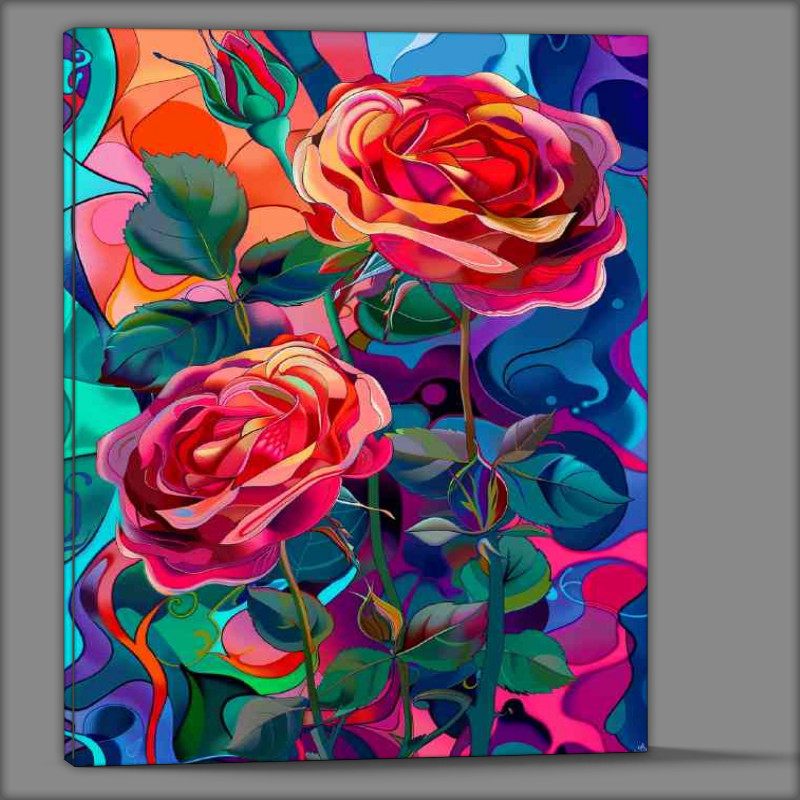 Buy Canvas : (Art deco roses in bloom)