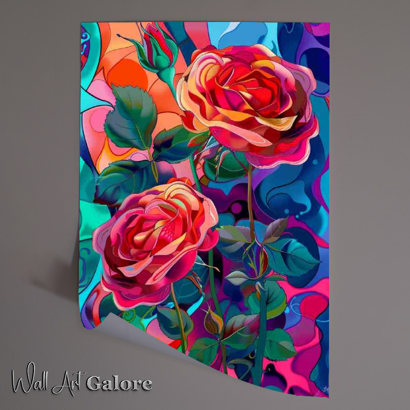 Buy Unframed Poster : (Art deco roses in bloom)