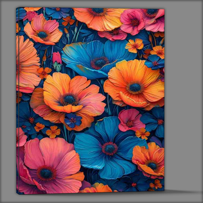 Buy Canvas : (Beautiful floral art the style of neon)
