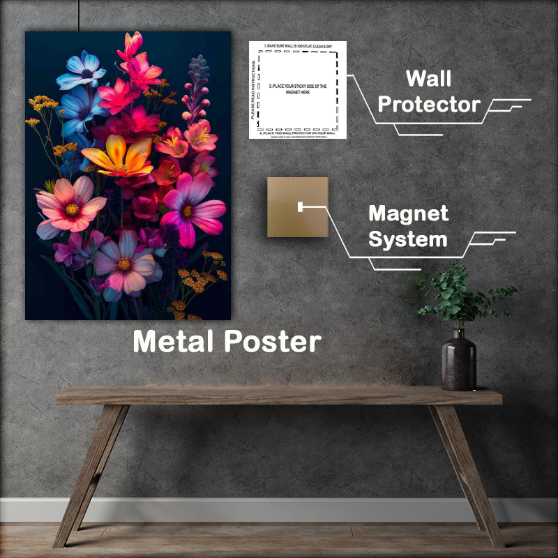 Buy Metal Poster : (Colourful arrangment of multi flowers)