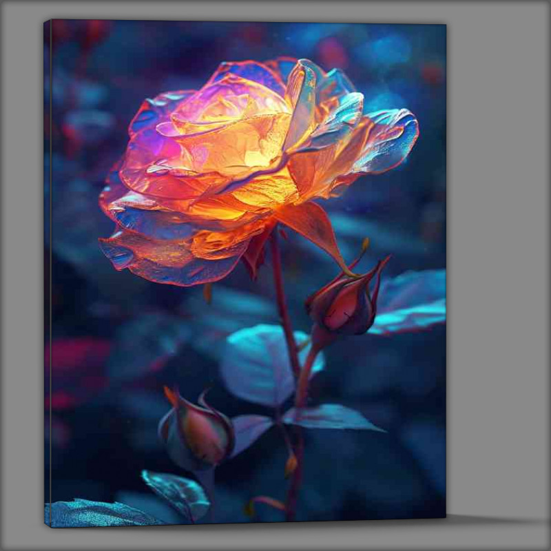 Buy Canvas : (Colourful rose glowing at night)
