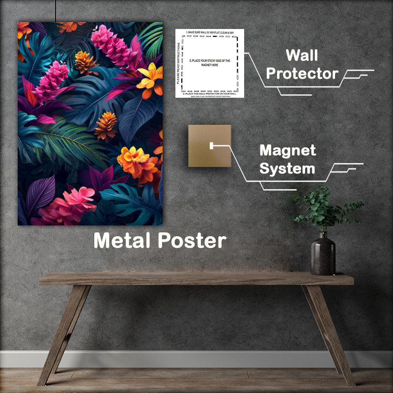 Buy Metal Poster : (Intricate foliage luminous colours)