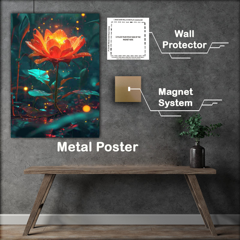 Buy Metal Poster : (Morning glowing flower in the forest)