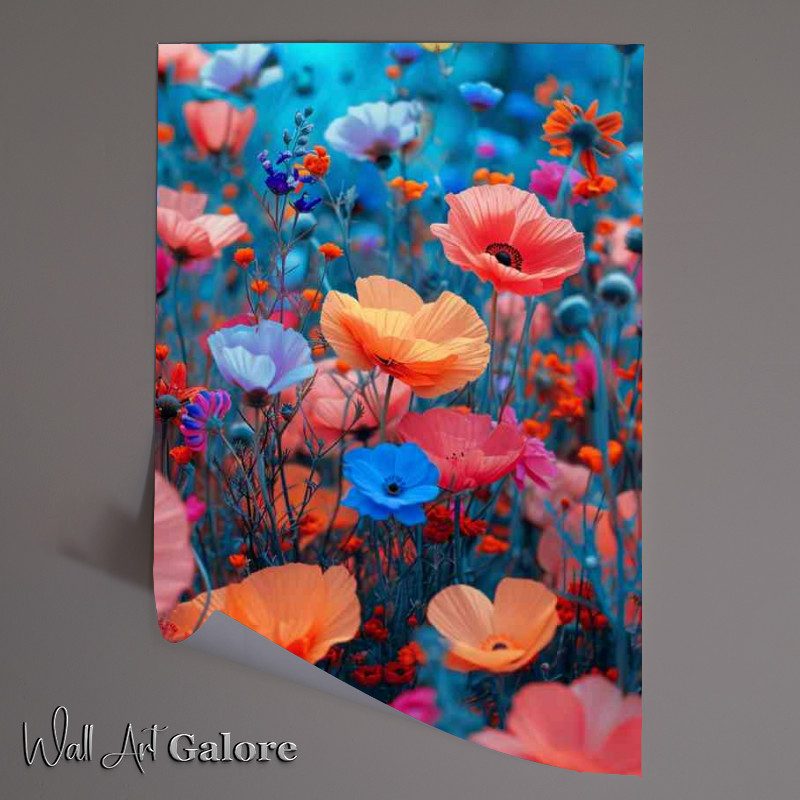Buy Unframed Poster : (Poppy field with multi colours)