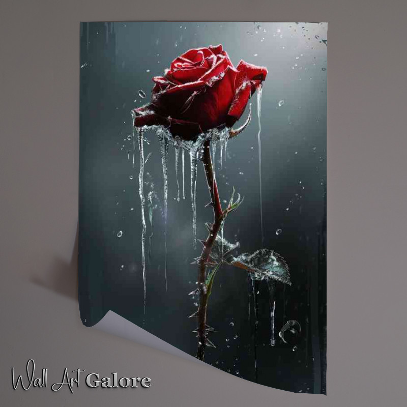 Buy Unframed Poster : (Red rose in the rain)