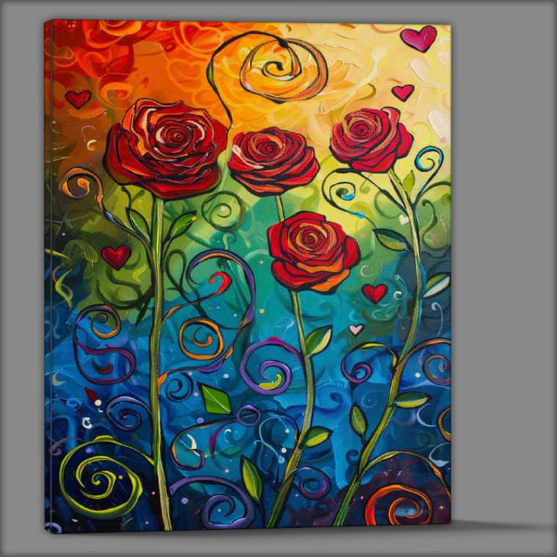 Buy Canvas : (Red roses long stems painted)