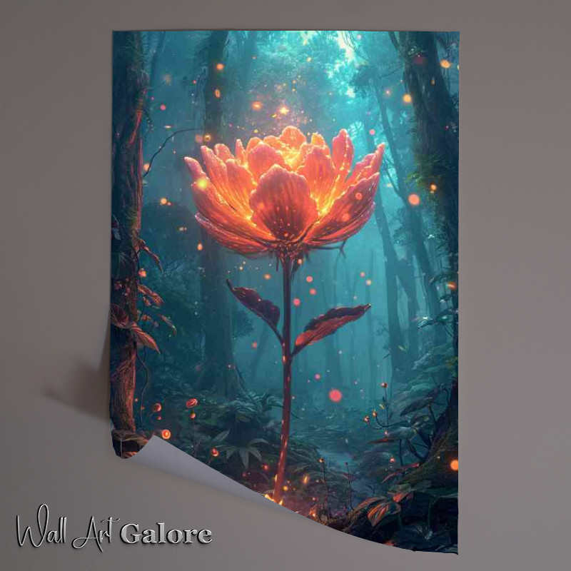 Buy Unframed Poster : (Single glowing flowers in the wood sun)