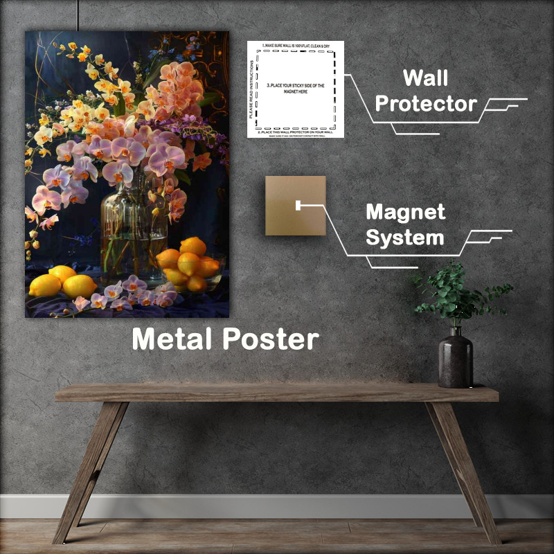 Buy Metal Poster : (Still life orchids in a vase)
