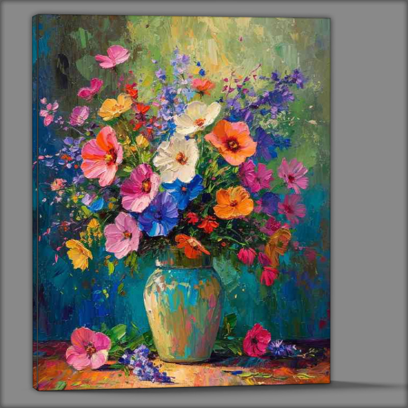 Buy Canvas : (the painted vase of colourful burst of flowers)