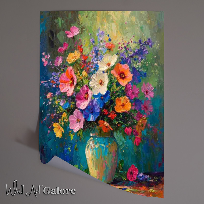 Buy Unframed Poster : (the painted vase of colourful burst of flowers)