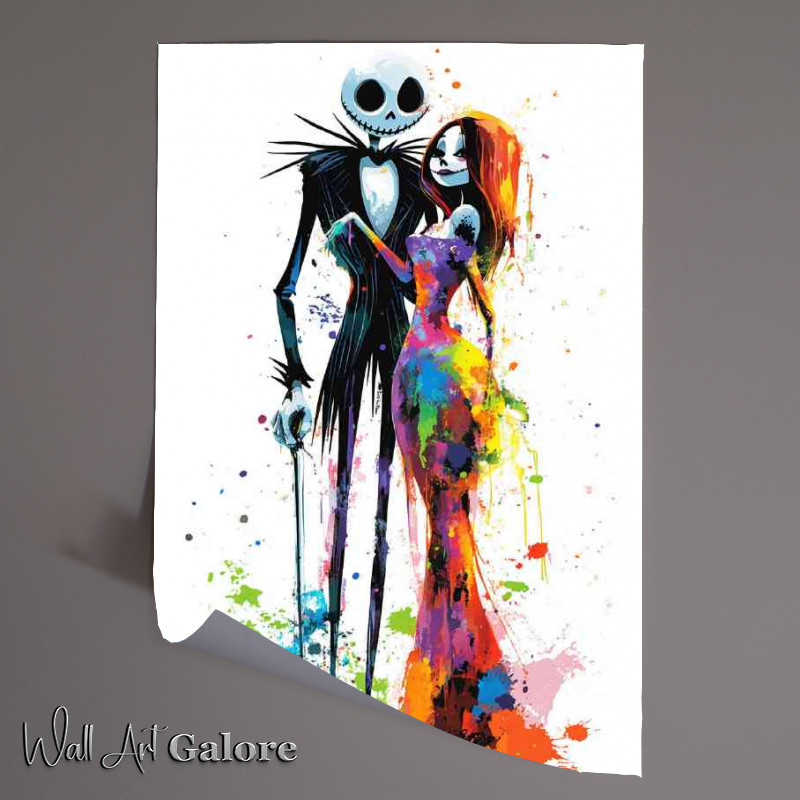 Buy Unframed Poster : (Abstract watercolour graffiti couple in love)