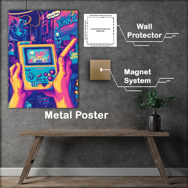 Buy Metal Poster : (Cartoon retro gaming console)