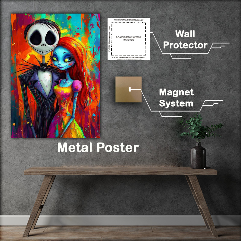 Buy Metal Poster : (Colourful couple in love)