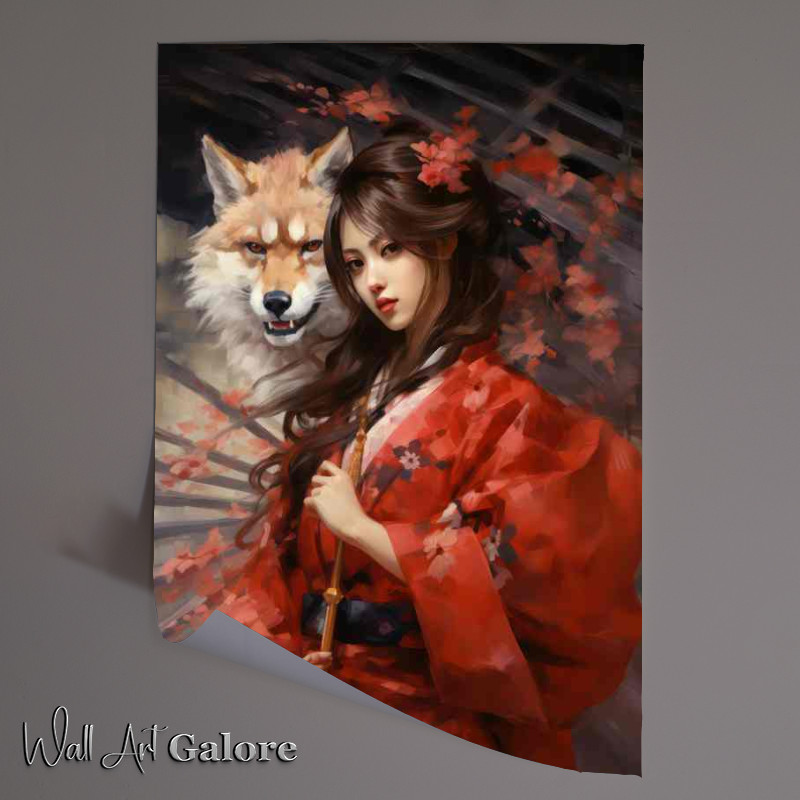 Buy Unframed Poster : (The Delicate World of Traditional Geisha with fox)