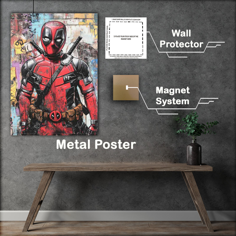 Buy Metal Poster : (Graffiti art depicting Deadpool)