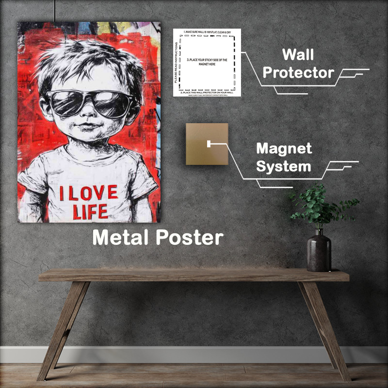 Buy Metal Poster : (Graffiti boy loving life art)