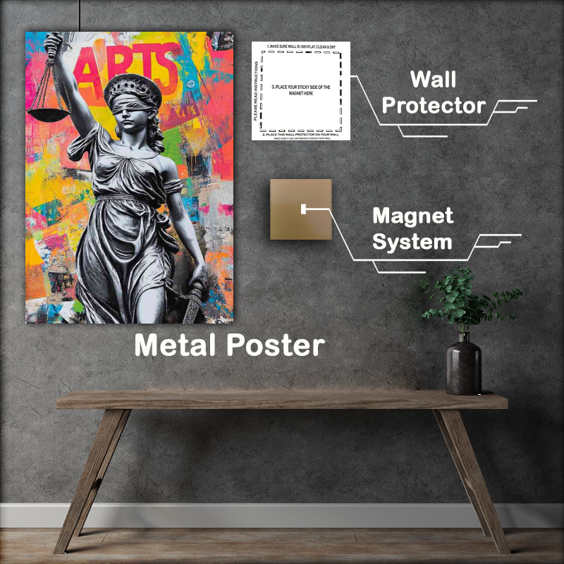 Buy Metal Poster : (Lady justice with graffiti art)