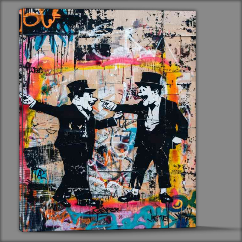 Buy Canvas : (Laurel and Hardy in the style of street art)