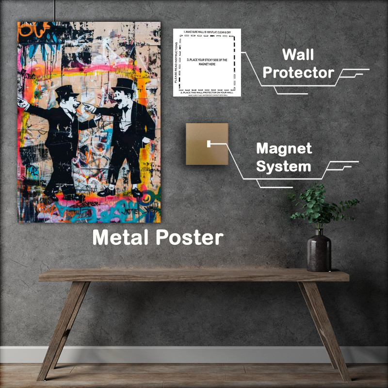 Buy Metal Poster : (Laurel and Hardy in the style of street art)