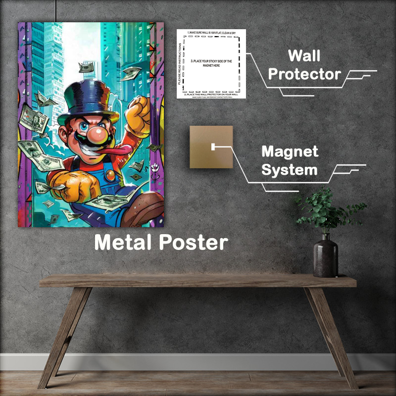 Buy Metal Poster : (Money man magazine street art)