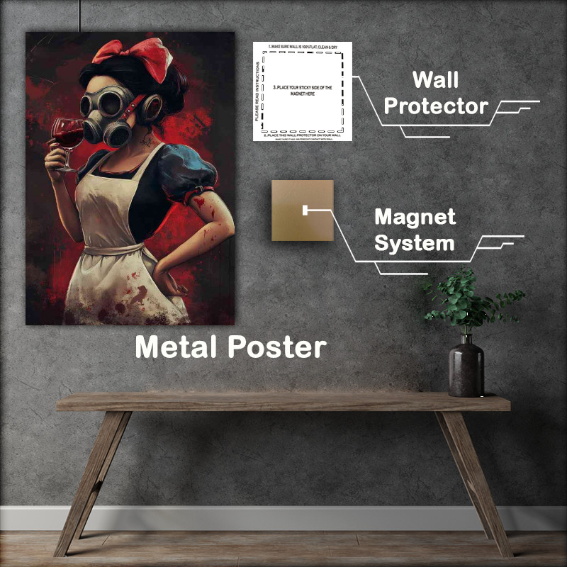 Buy Metal Poster : (Princess in a white pinny drinking red wine)
