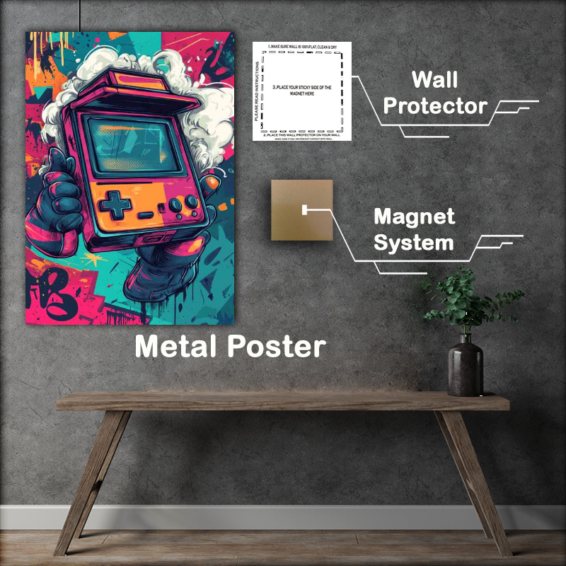 Buy Metal Poster : (Retro junkie old school gameboy)