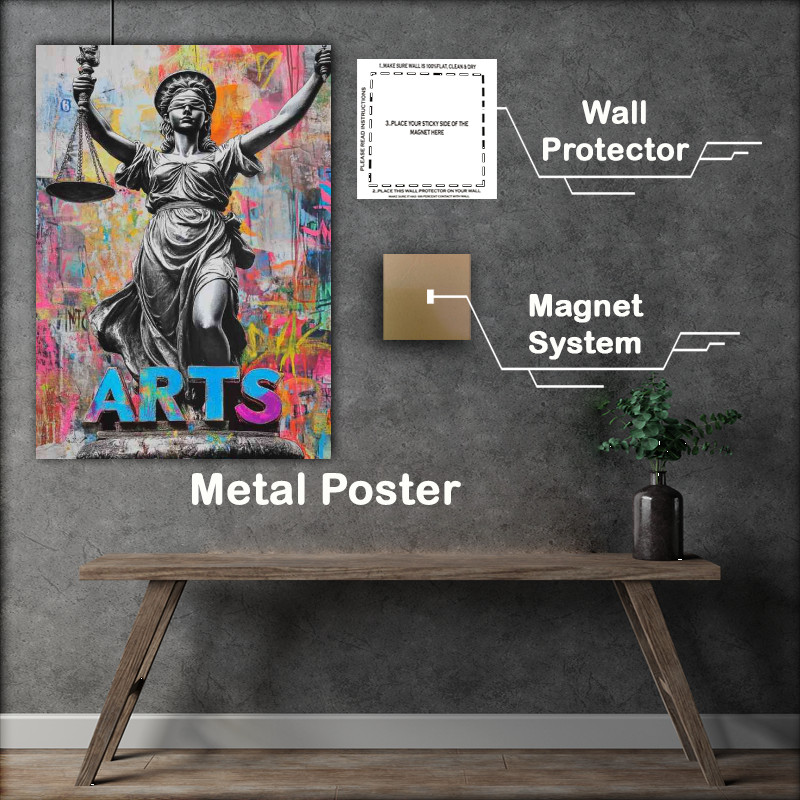 Buy Metal Poster : (Street art lady justice)